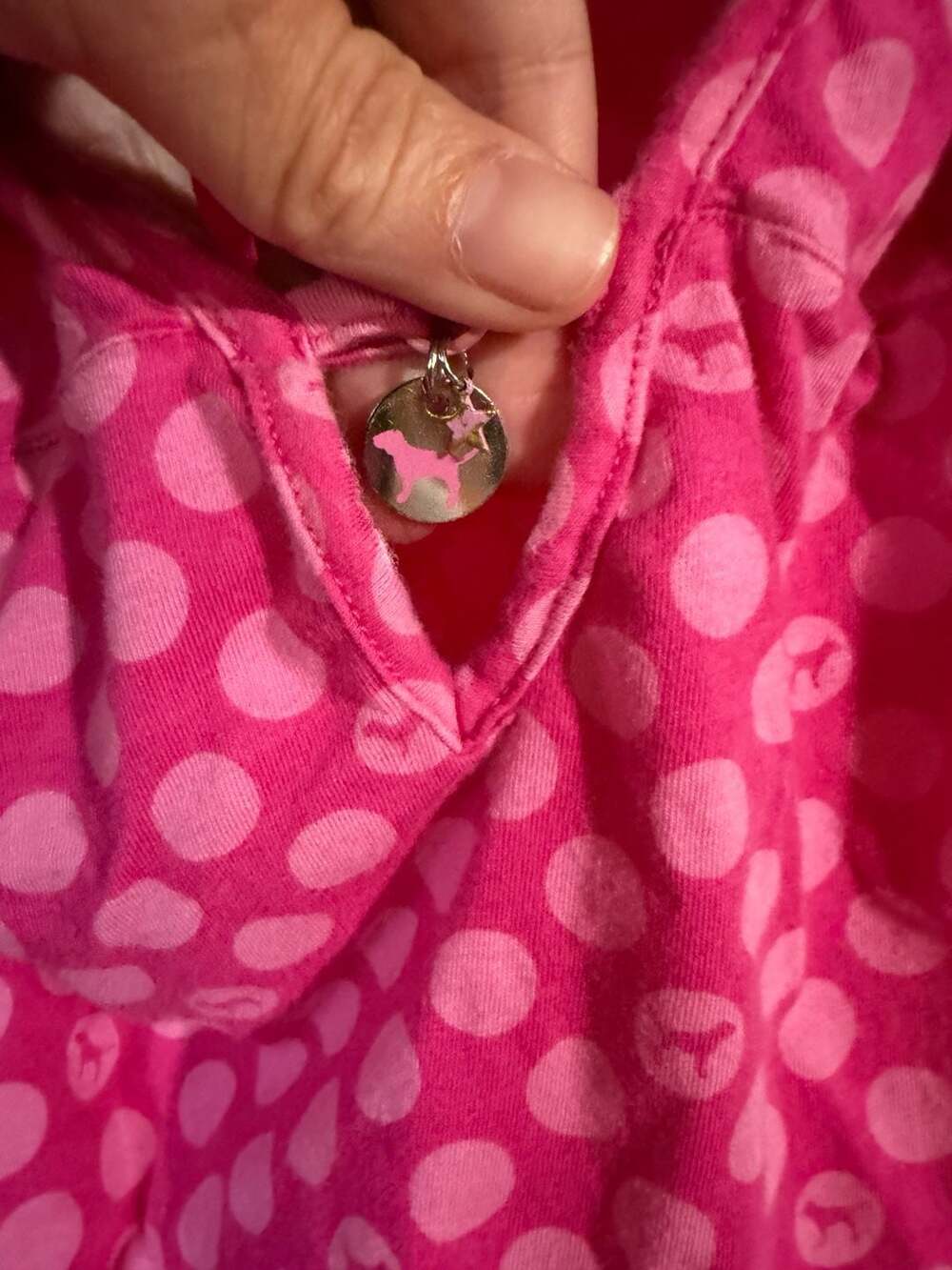 Vintage Victoria's Secret PINK Polka Dot Ruffle Slip Sleep Dress with Logo Charm - Picture 3 of 5